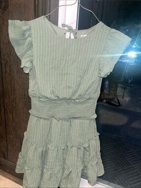 Rare Editions Sage Green Ruffle Tier Dress